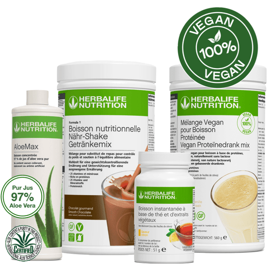 Pack Petit Déjeuner Complet VEGAN + ALOE MAX 97% Pure Jus Aloe Vera