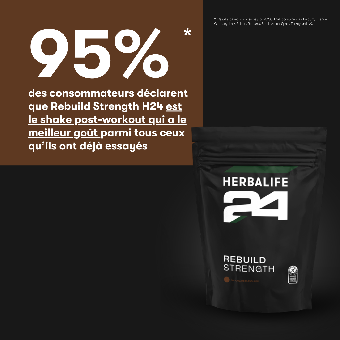 Rebuild Strength Herbalife24® sachets Saveur Chocolat 350 g (7 x 50 g)