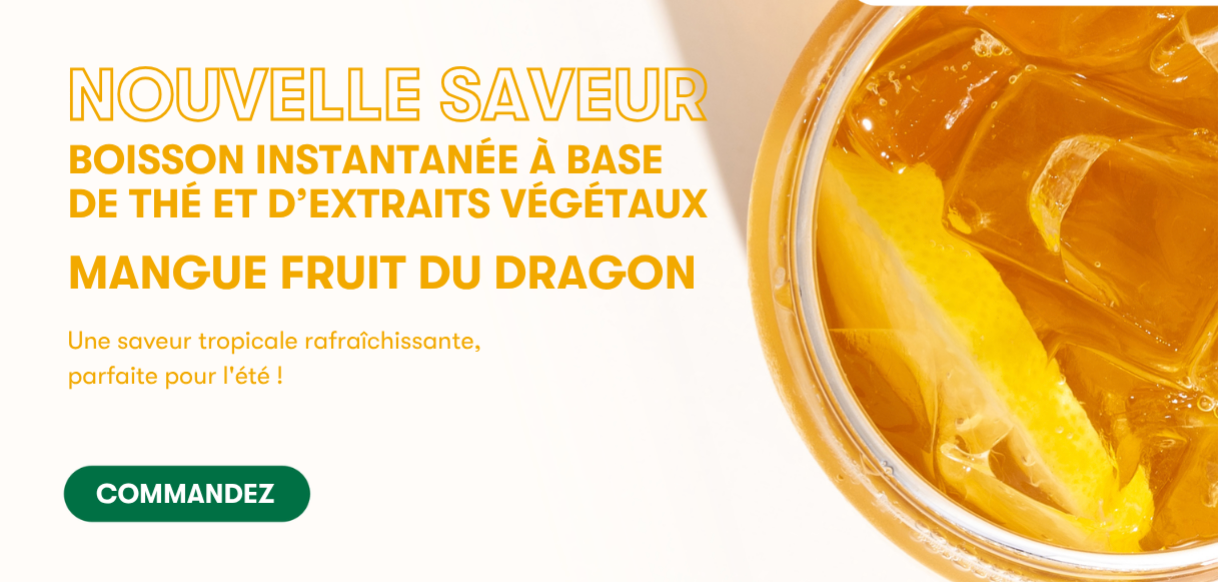 EXTRA NOUVEAUTÉ D'ÈTÈ: Boisson instantanée à base de thé et d'extraits végétaux Saveur mangue fruit du dragon 102 g